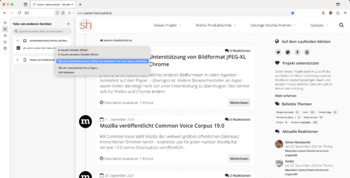 Firefox 132: Synchronisierte Tabs schließen